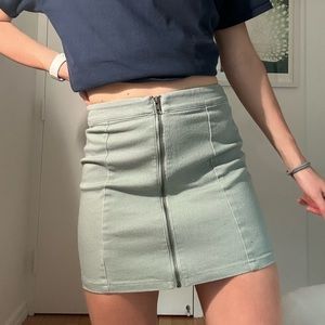 Jean Zipper Mini Skirt